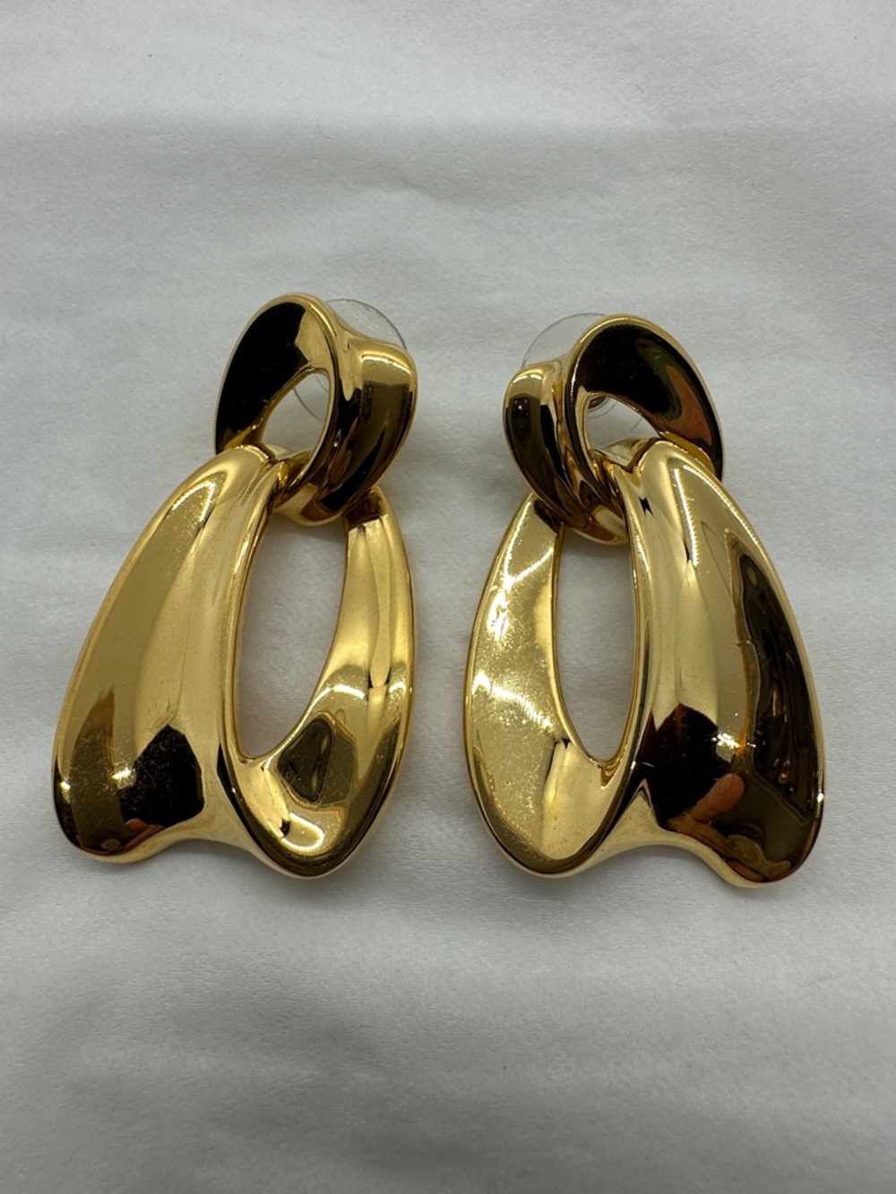 Napier Shiny Gold Sculptural Drop Earrings